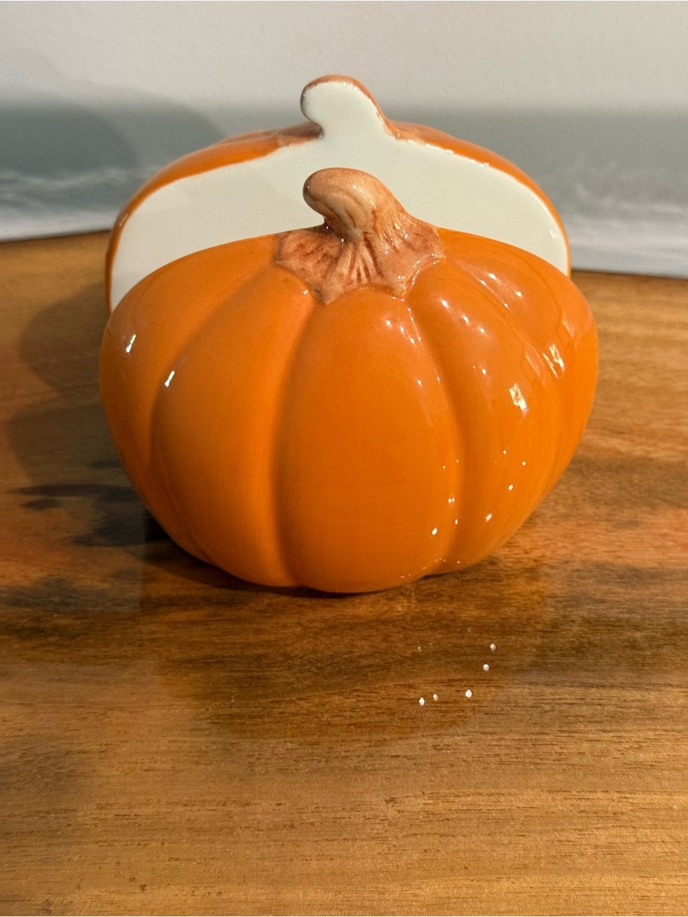 Ceramic Pumpkin Napkin Holder - Orange